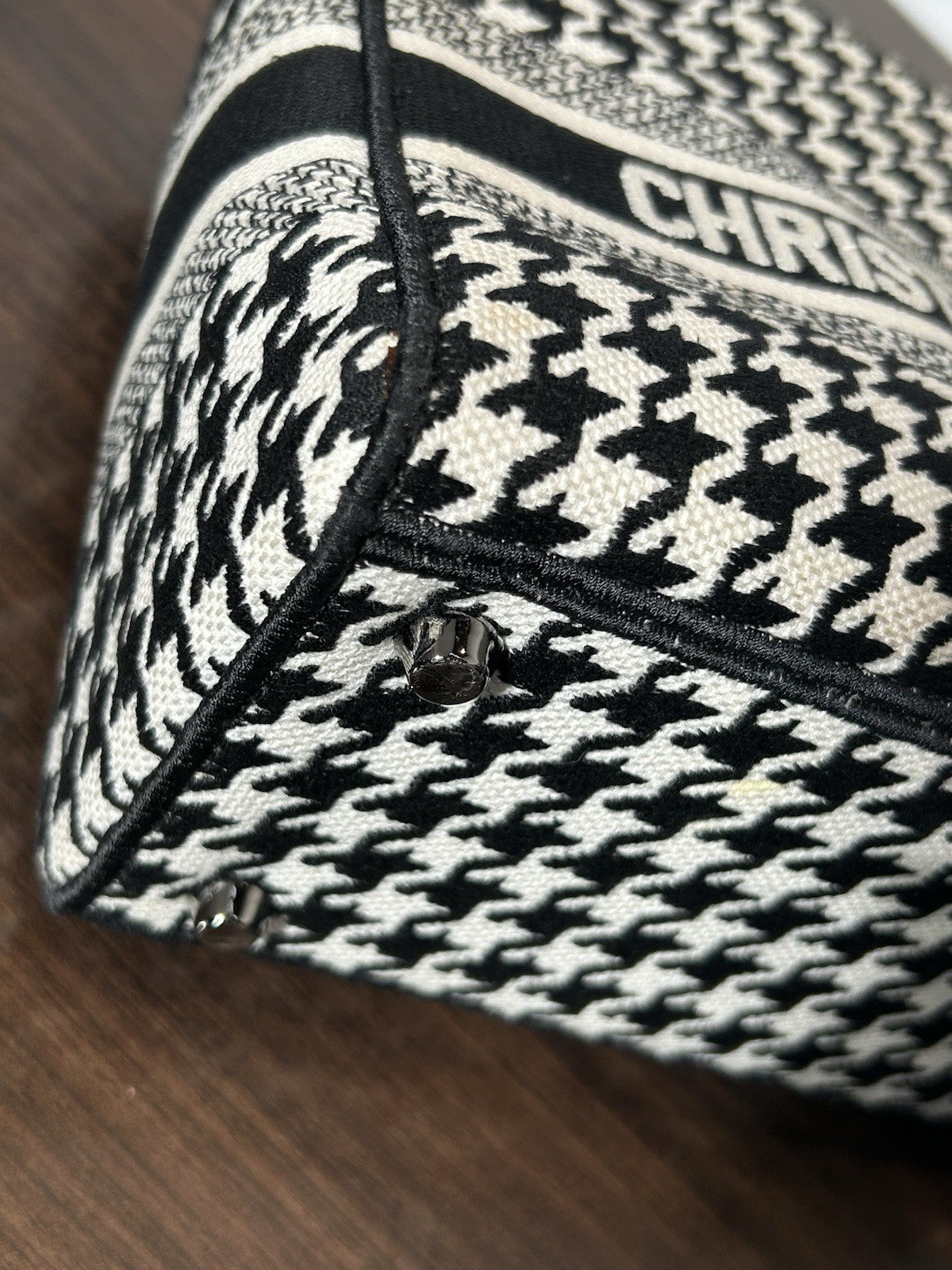 Christian Dior Lady D-Lite Bag Houndstooth Canvas Medium