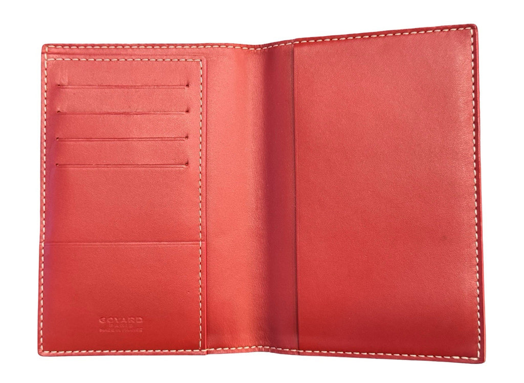 Goyard Red Leather  Passport Holder With Card Slots