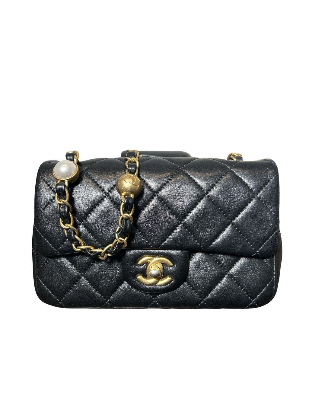 Chanel Classic Mini Flap Lambskin with Pearl Chain