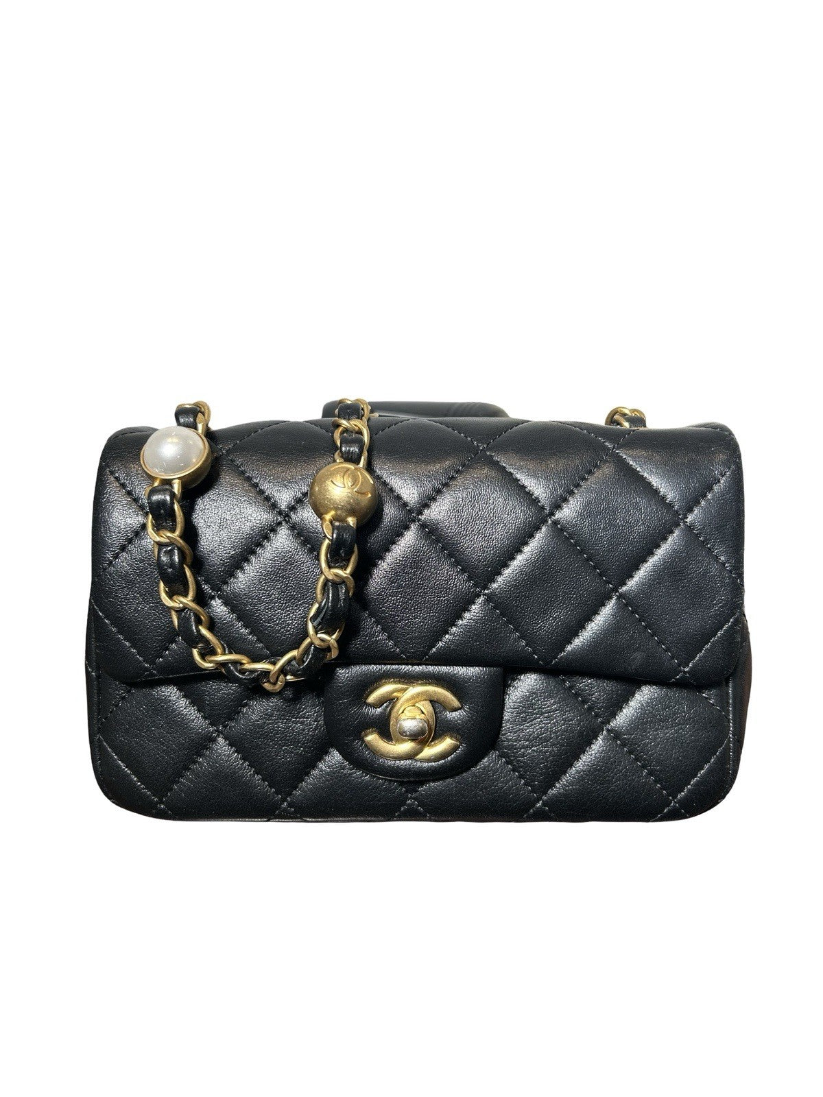 Chanel Classic Mini Flap Lambskin with Pearl Chain