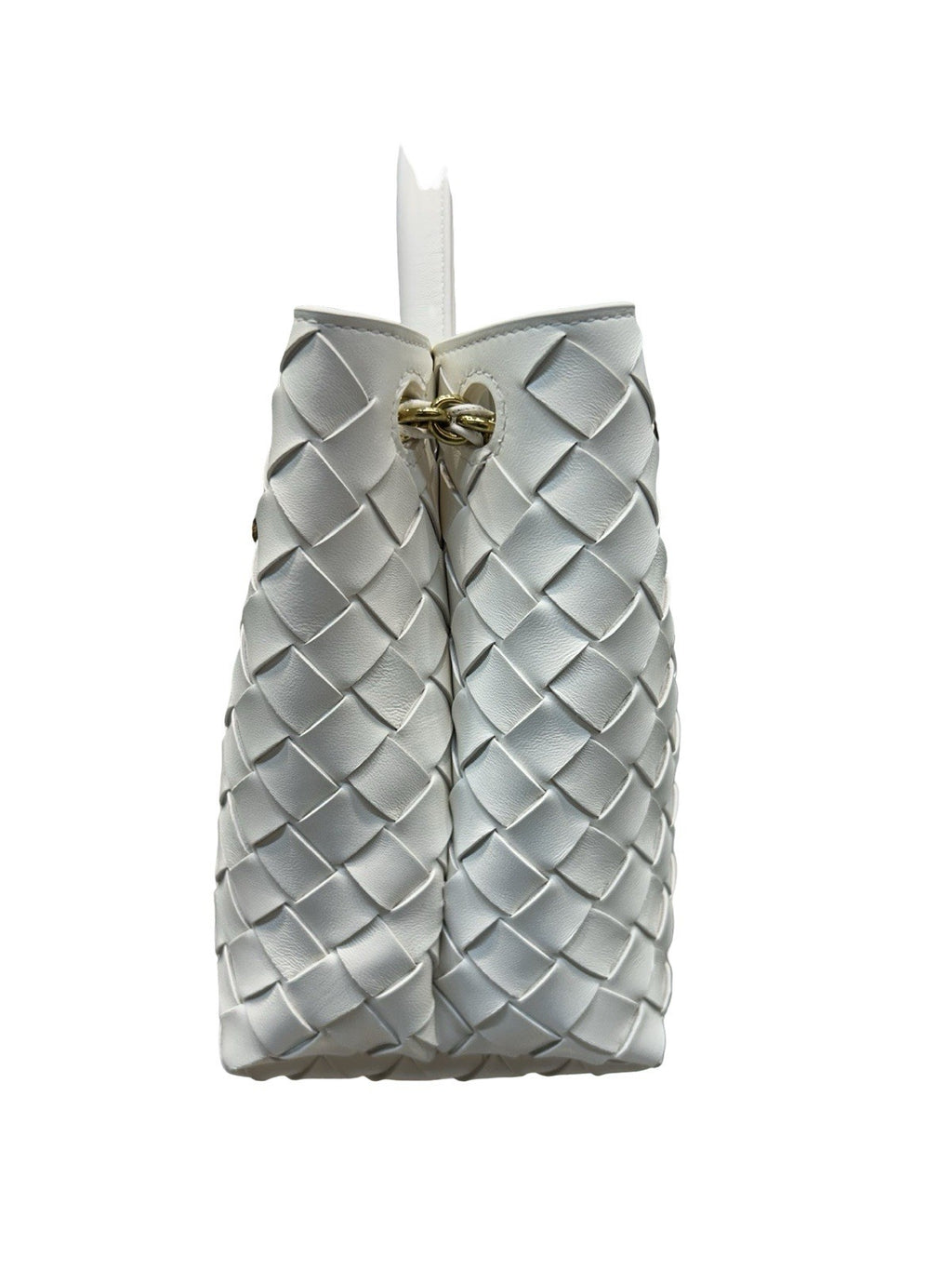 BOTTEGA VENETA Nappa Intrecciato Small Andiamo Shoulder Bag White