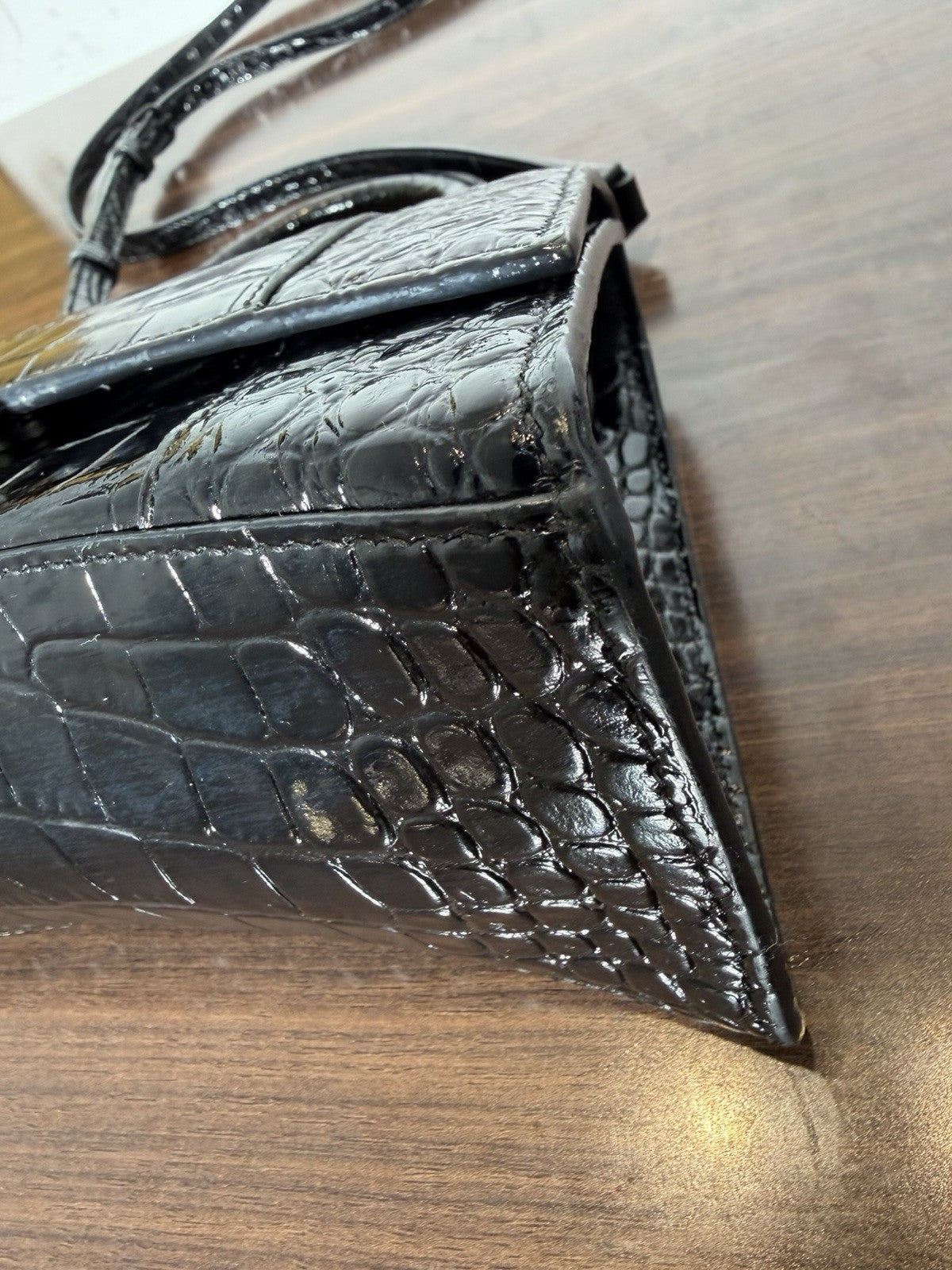 Balenciaga Hourglass XS Top Handle Crocodile Embossed Leather