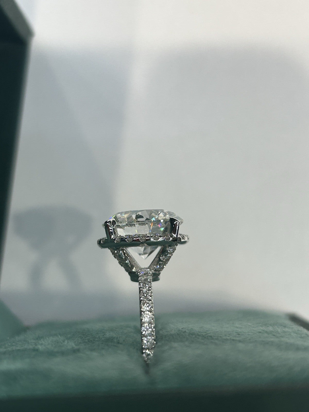 6.01 Carats Round Brilliant In Hidden Halo Setting 14k White Gold