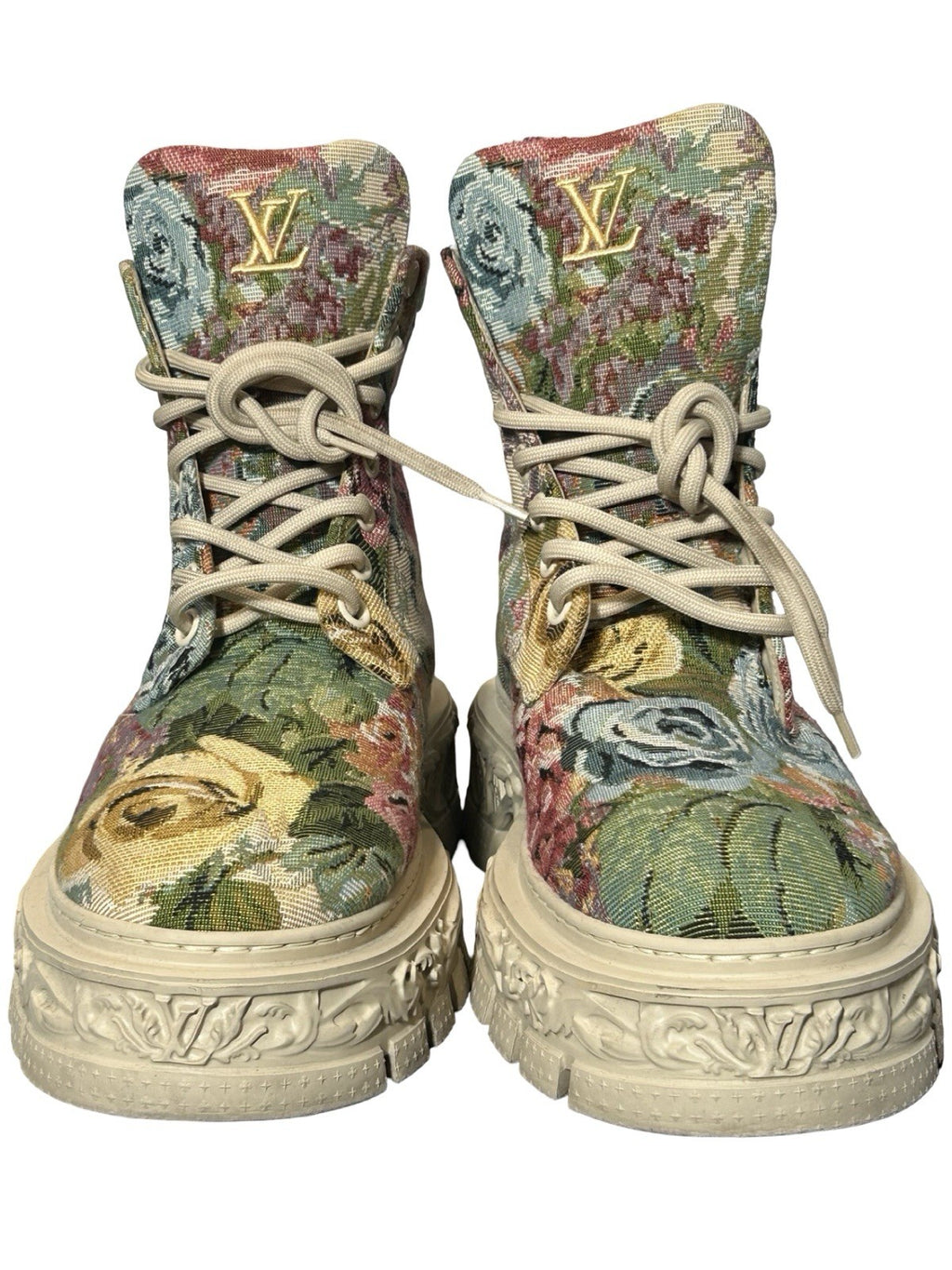 Louis Vuitton Baroque Ranger Boots Floral Tapestry Cloth Size 10LV / 11 Us