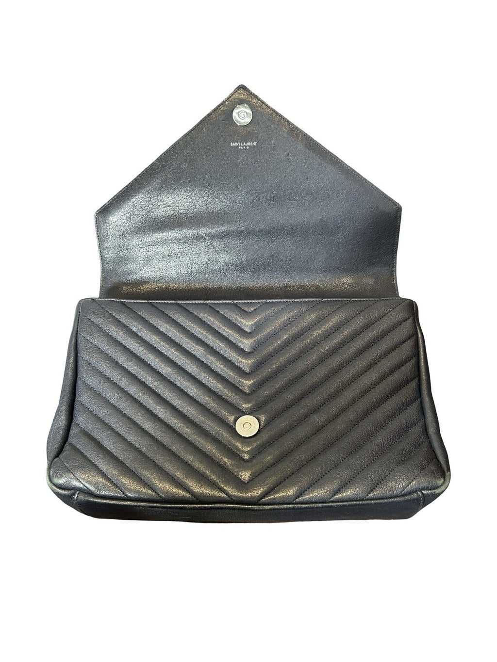 Saint Laurent Classic Monogram College Bag Matelasse Chevron Leather Large