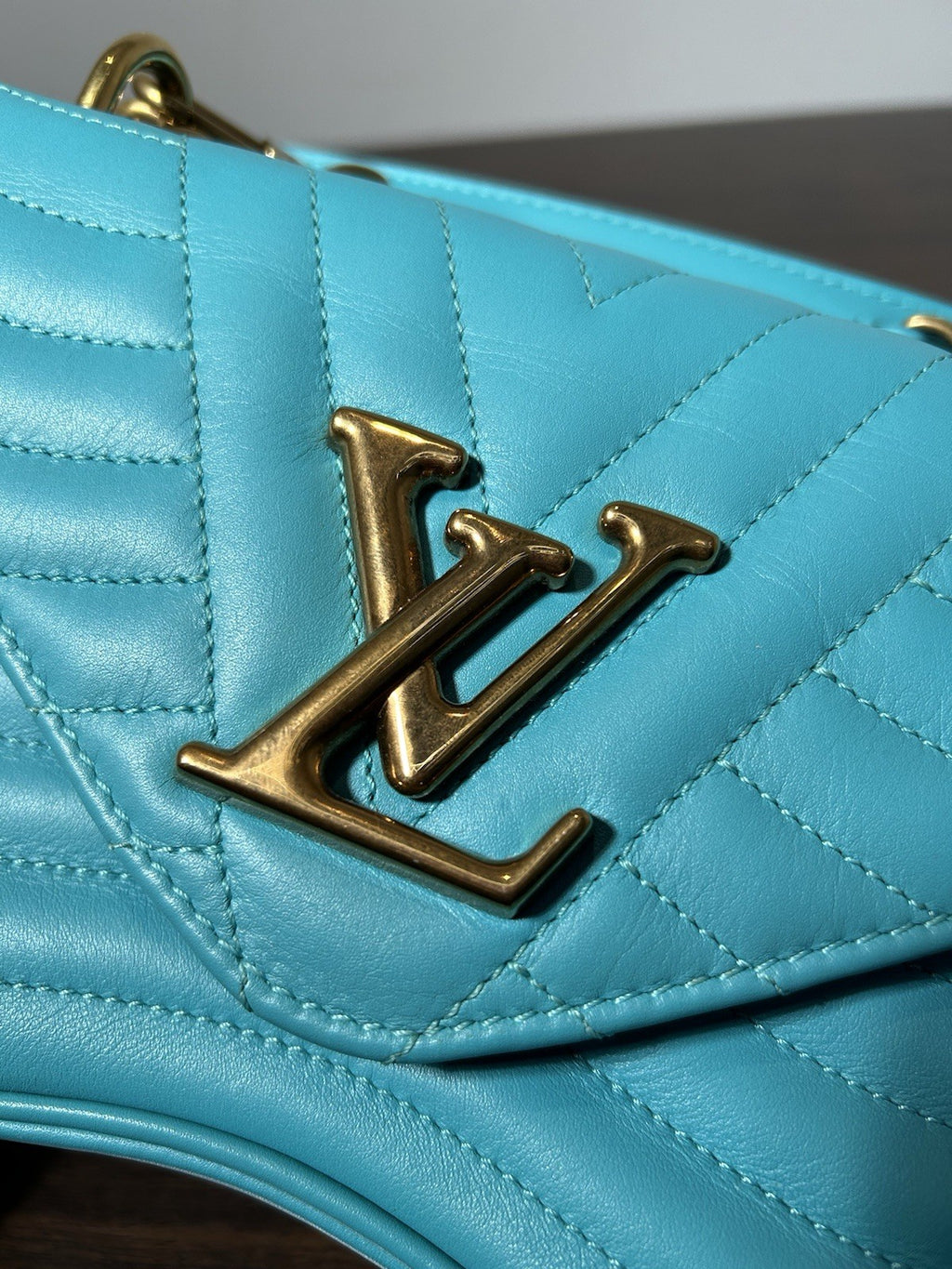 Louis Vuitton New Wave Chain Bag Quilted Leather MM Blue