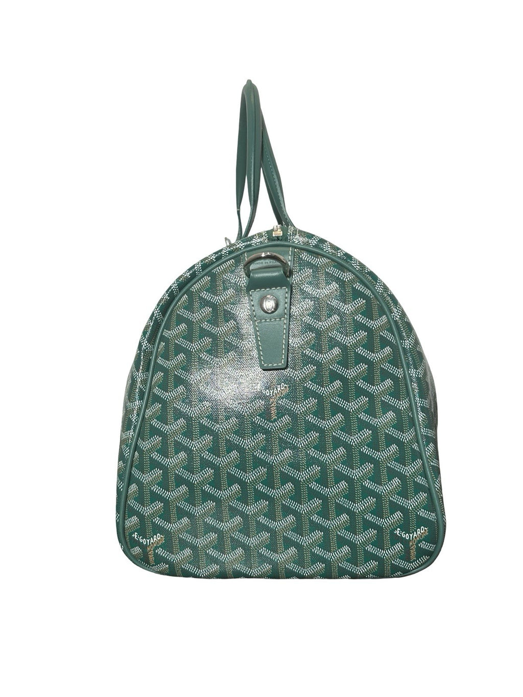 Goyard Boston 45 Green Goyardine Coated Canvas and Leather Duffel Bag AUTHENTIC