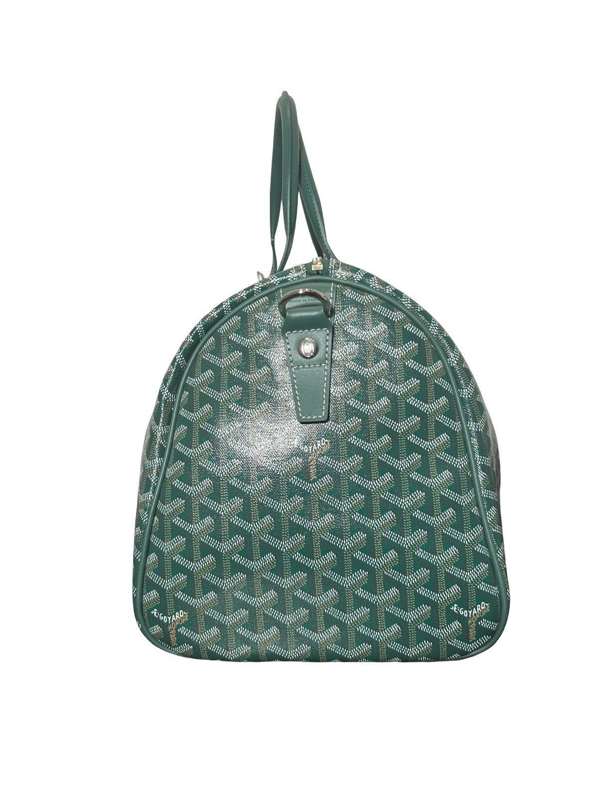 Goyard Boston 45 Green Goyardine Coated Canvas and Leather Duffel Bag AUTHENTIC