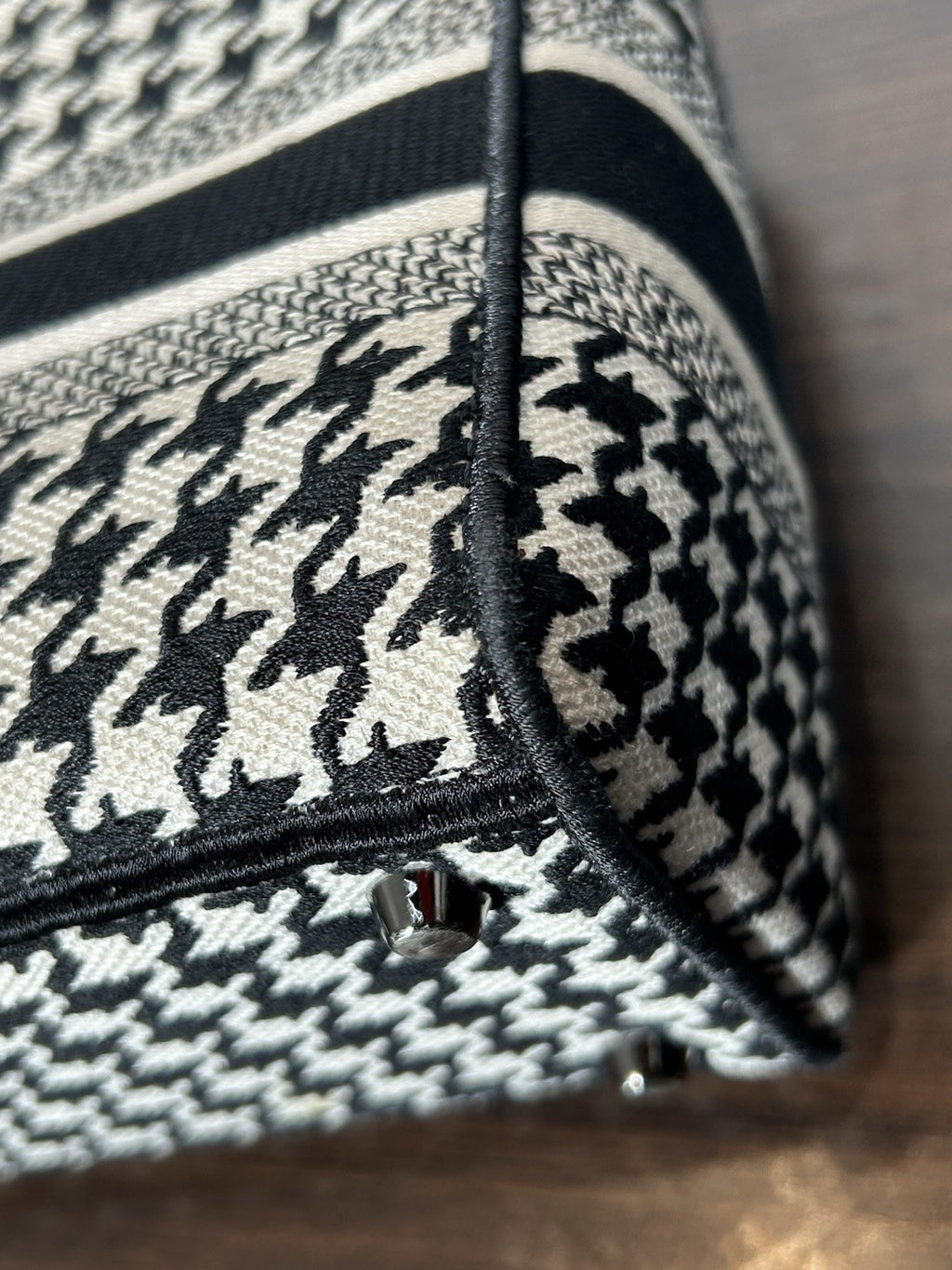 Christian Dior Lady D-Lite Bag Houndstooth Canvas Medium