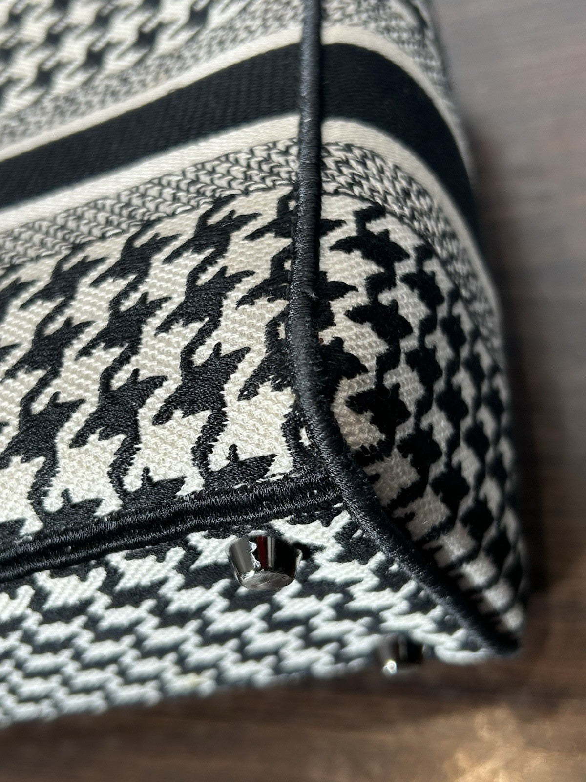 Christian Dior Lady D-Lite Bag Houndstooth Canvas Medium