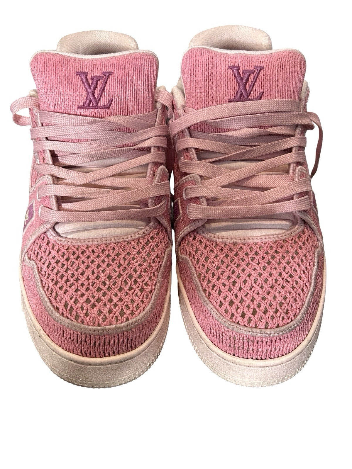 Louis Vuitton LV Trainers Pink Knit Fabric And Raffia Materials 10.5Lv / 11.5 US