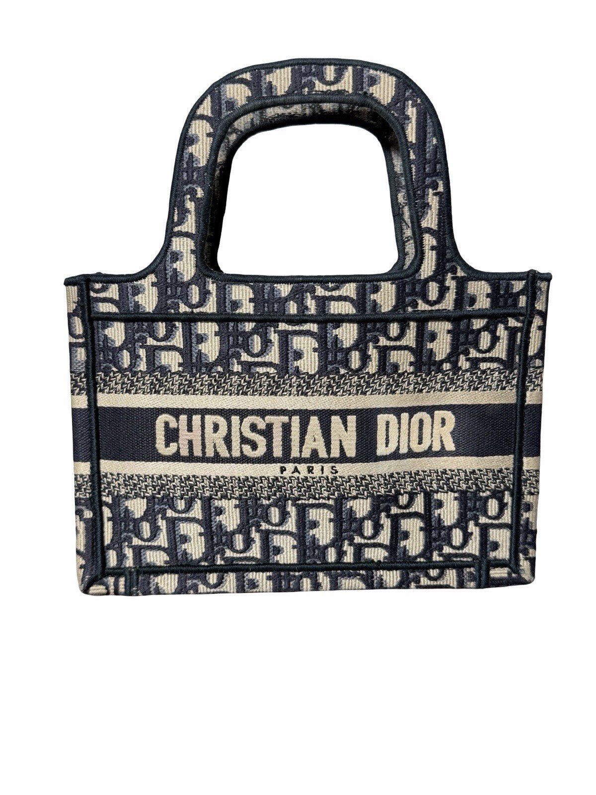 Christian Dior Mini Book Tote Navy Blue Oblique Canvas Tote