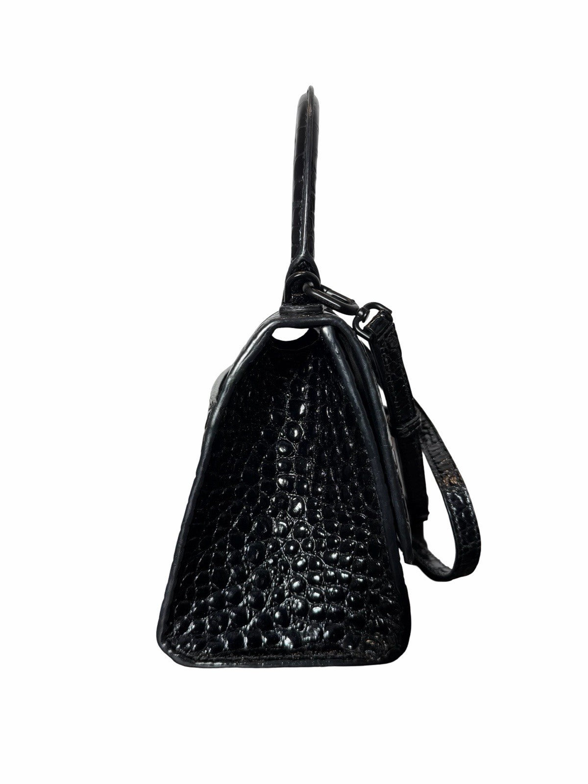 Balenciaga Hourglass XS Top Handle Crocodile Embossed Leather