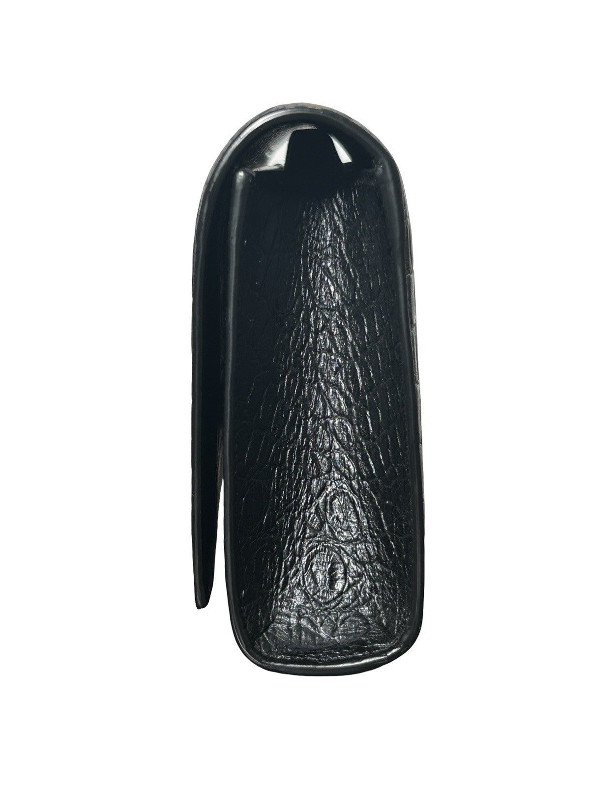 YSL Saint Laurent Calfskin Crocodile Embossed Monogram Tassel Clutch Kate Black