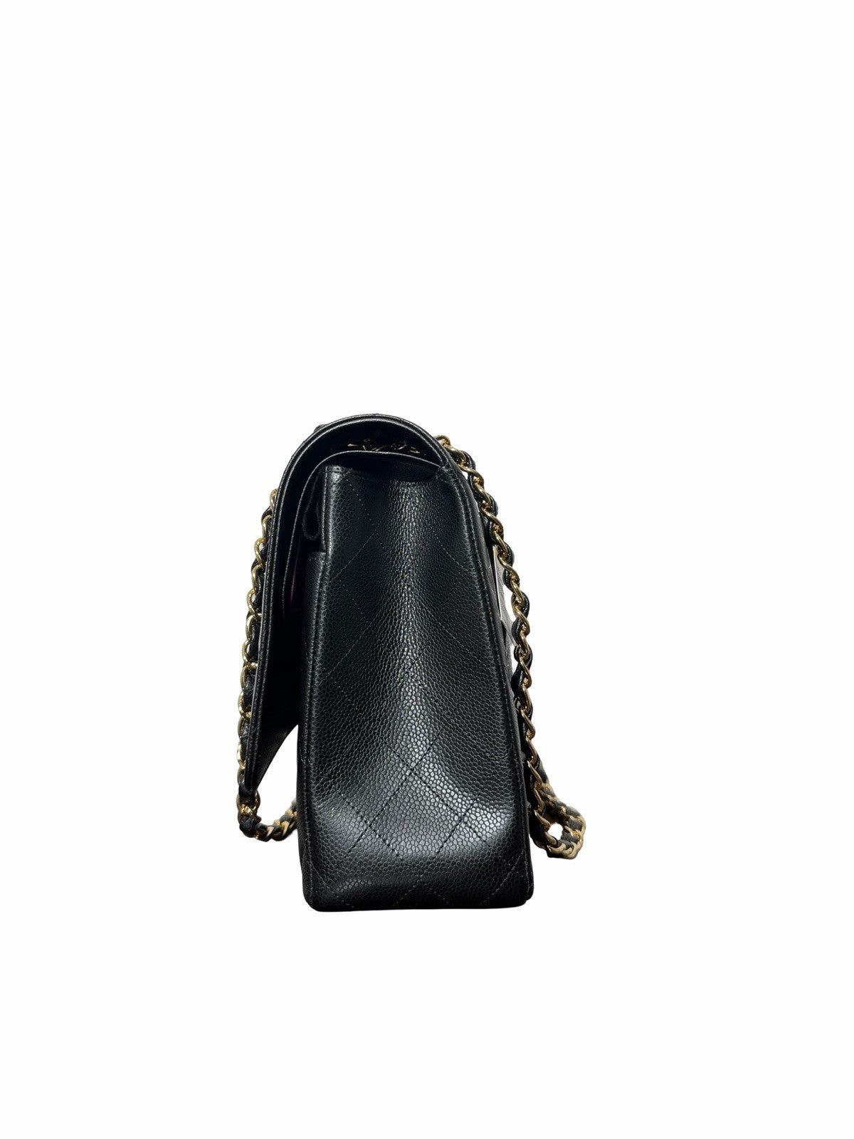 Chanel Classic Flap Bag in Black Quilted Caviar Leather With Gold-tone Maxi