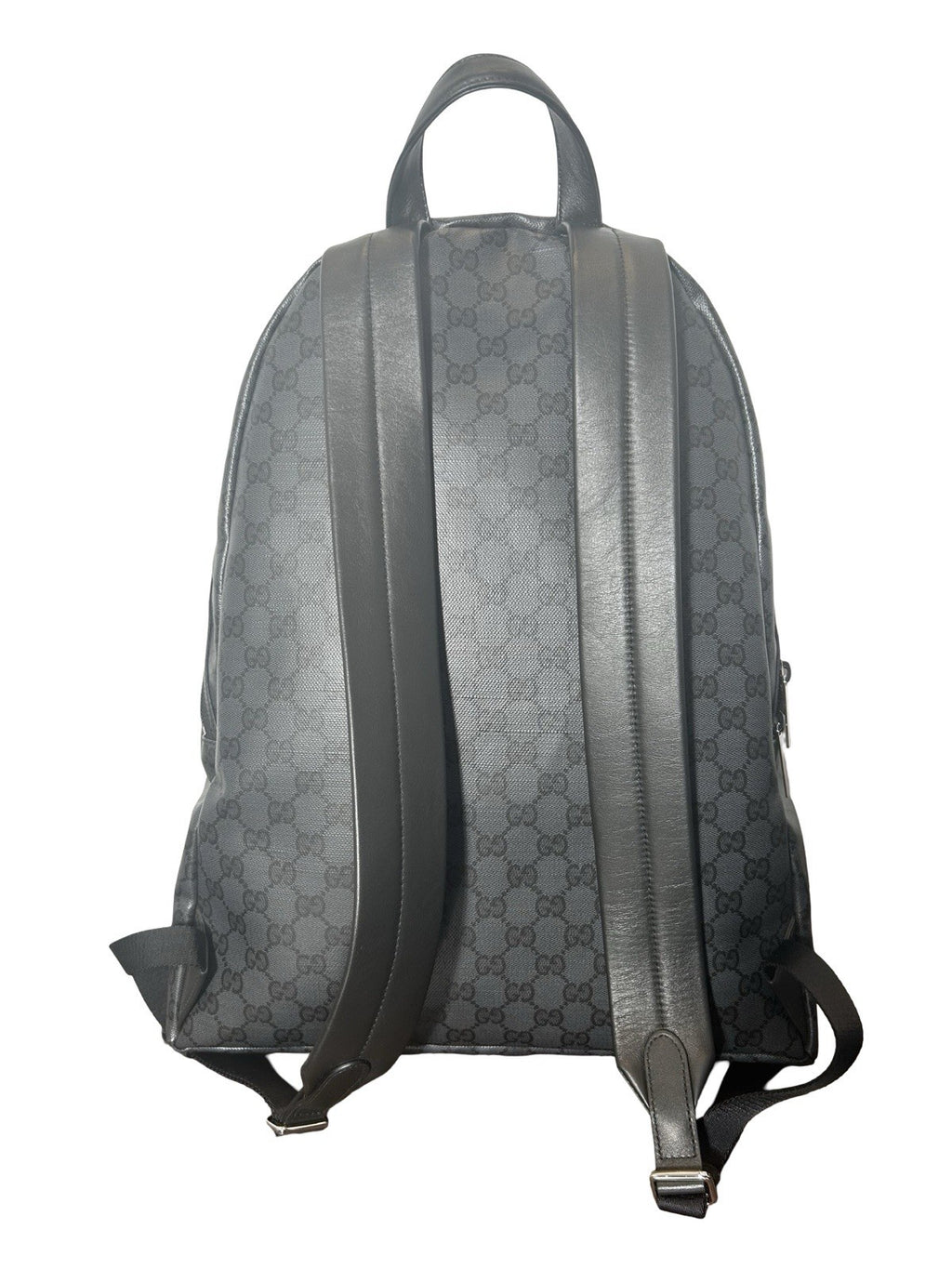 Gucci Essence Classic Backpack Black GG Monogram Coated Canvas Medium