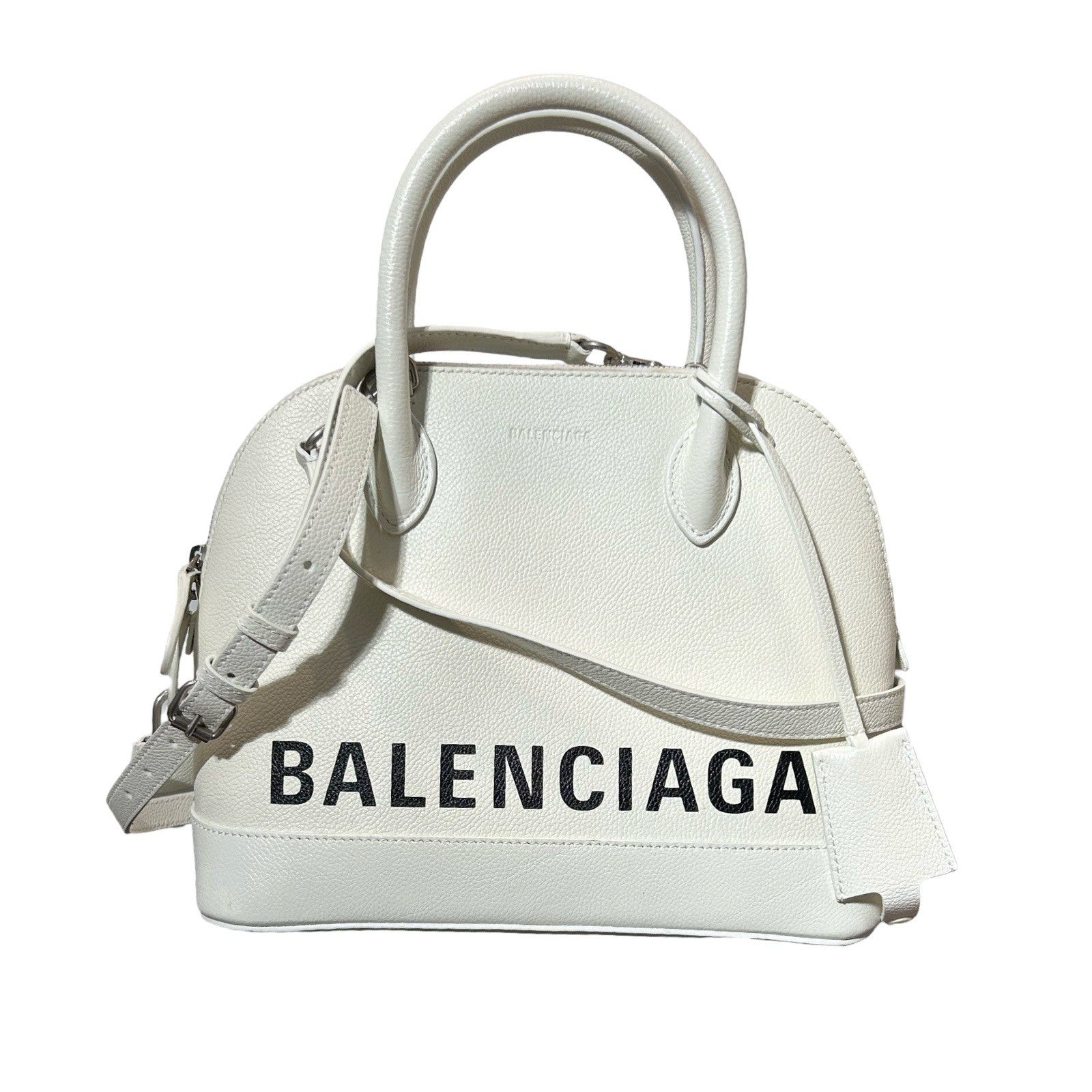 BALENCIAGA Signature Grained Calfskin Logo S Ville Top Handle Bag