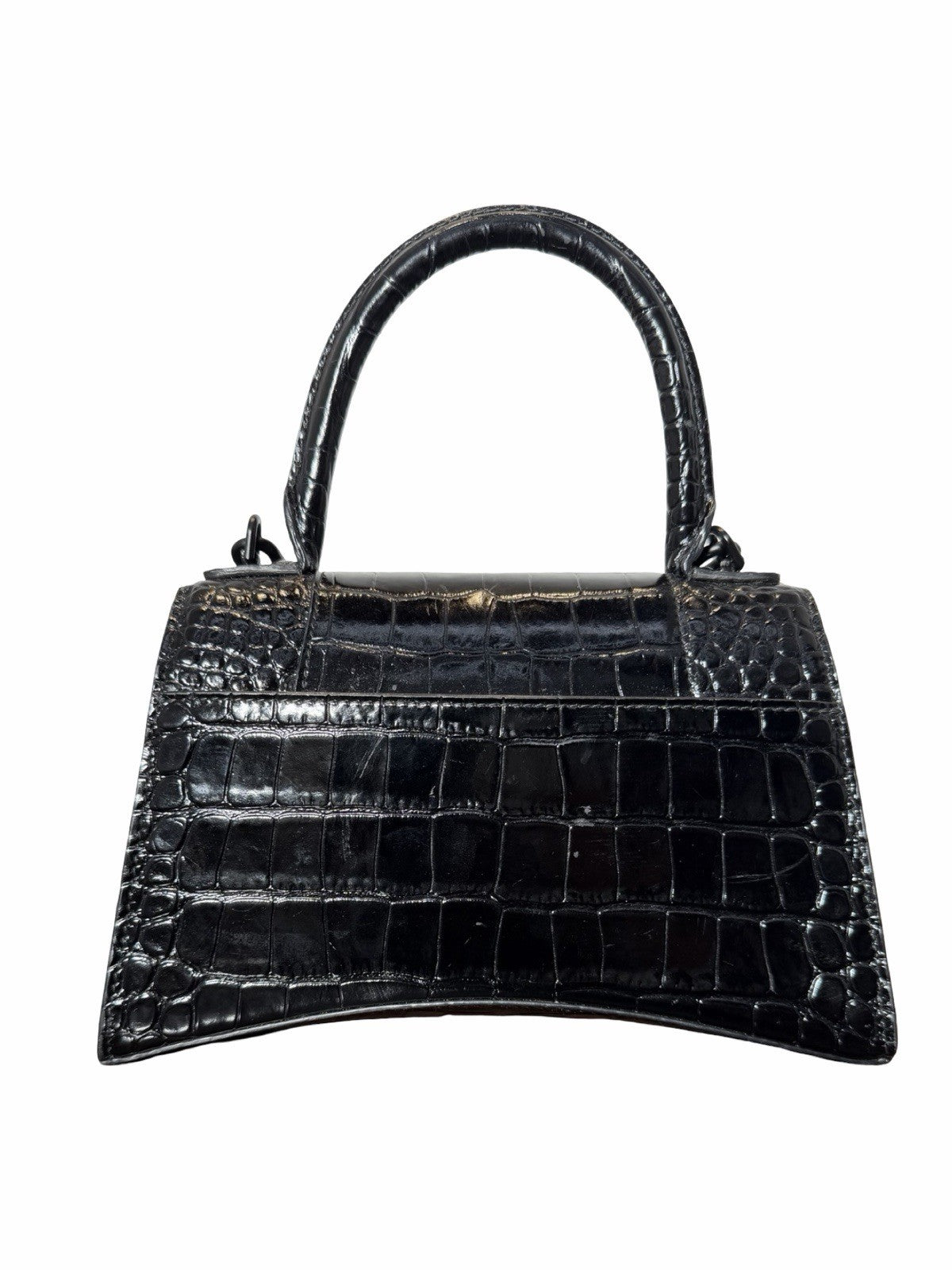 Balenciaga Hourglass XS Top Handle Crocodile Embossed Leather