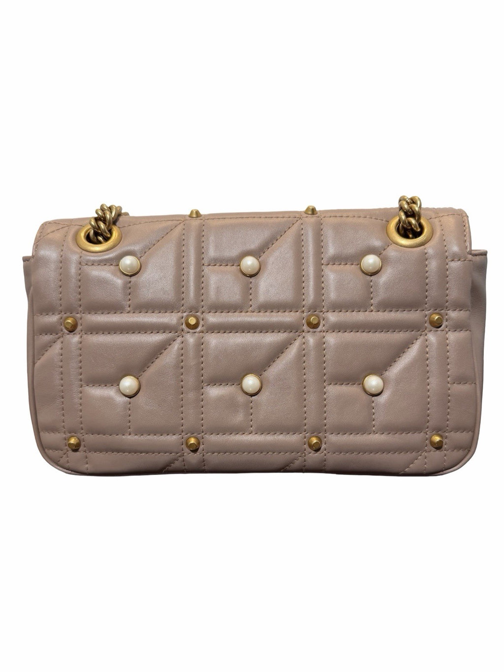 Gucci Faux Pearl Marmont Small With Gold Hardware Shoulder Bag
