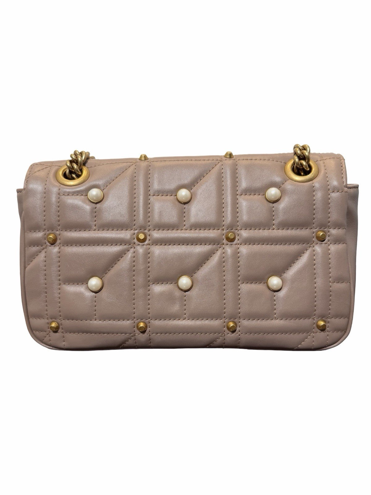 Gucci Faux Pearl Marmont Small With Gold Hardware Shoulder Bag
