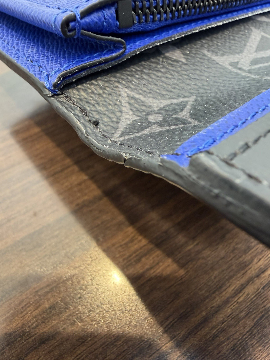 Louis Vuitton Epi  Leather Bifold  Black & Blue Wallet 