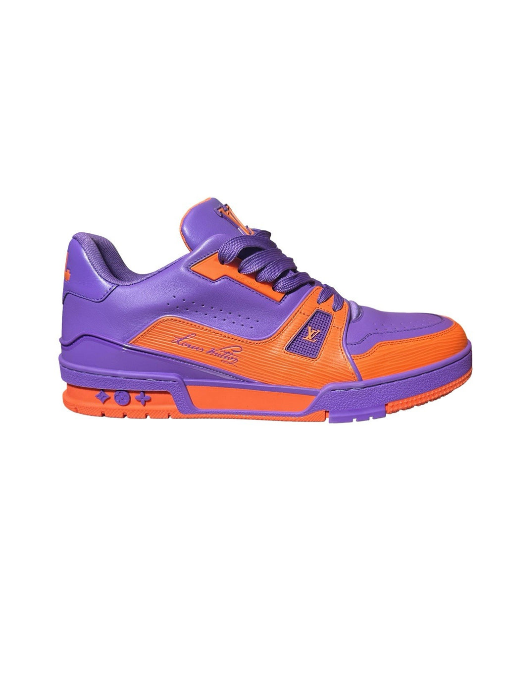 LOUIS VUITTON Calfskin Epi Mens LV Trainer Sneakers Violet