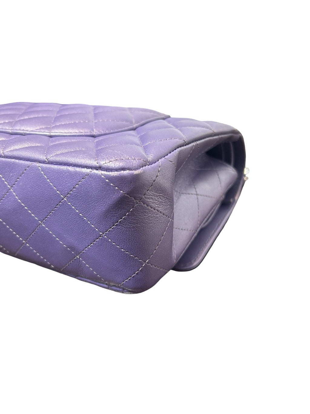 Chanel Metallic Quilted Lambskin Medium Double Flap Purple