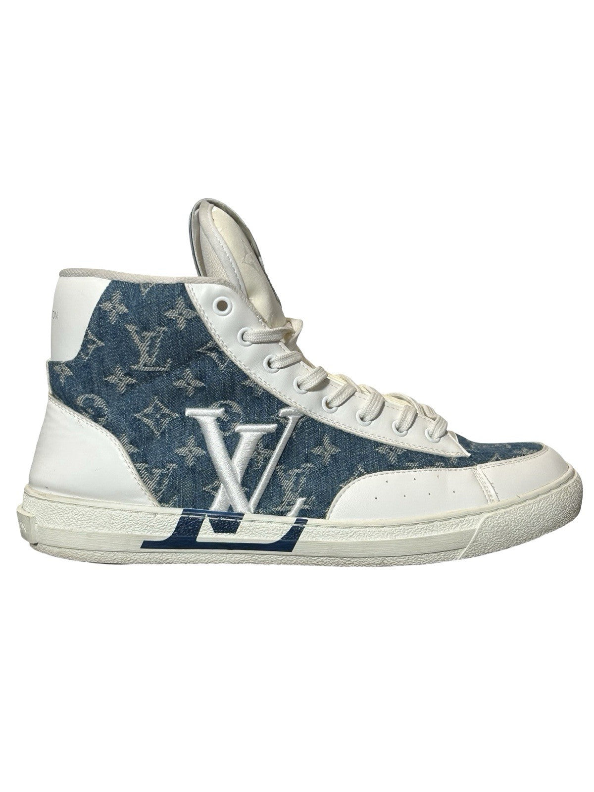 Louis Vuitton Charlie High Top Sneakers Monogram And Denim Size 9.5LV/10.5 US