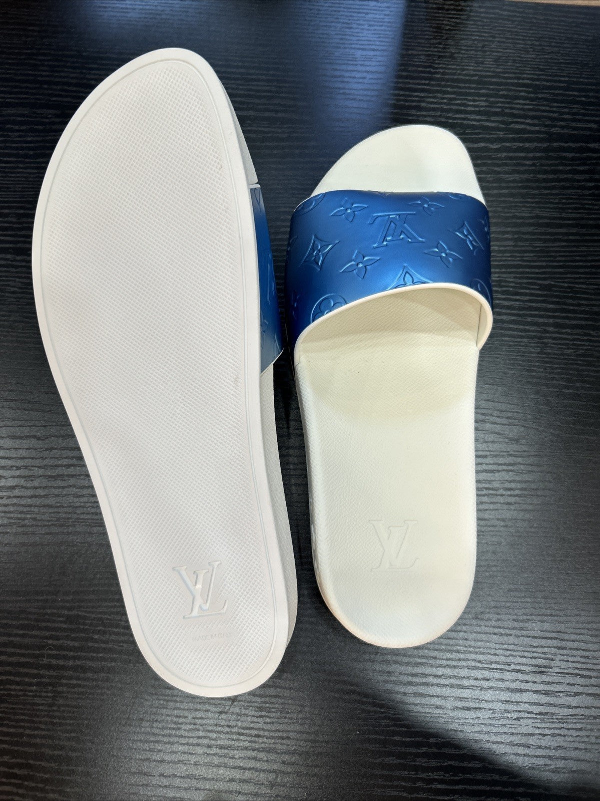 Louis Vuitton LV Monogram Rubber Slides - Blue Sandals, LV Size 9-US Size 10