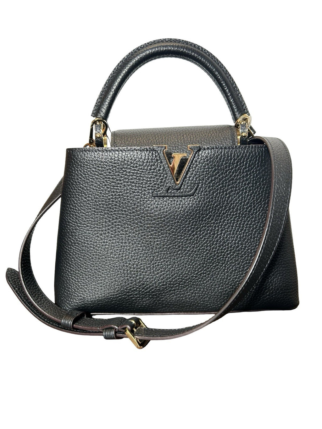 Louis Vuitton LV Monogram Capucines MM In Black Taurillon Leather