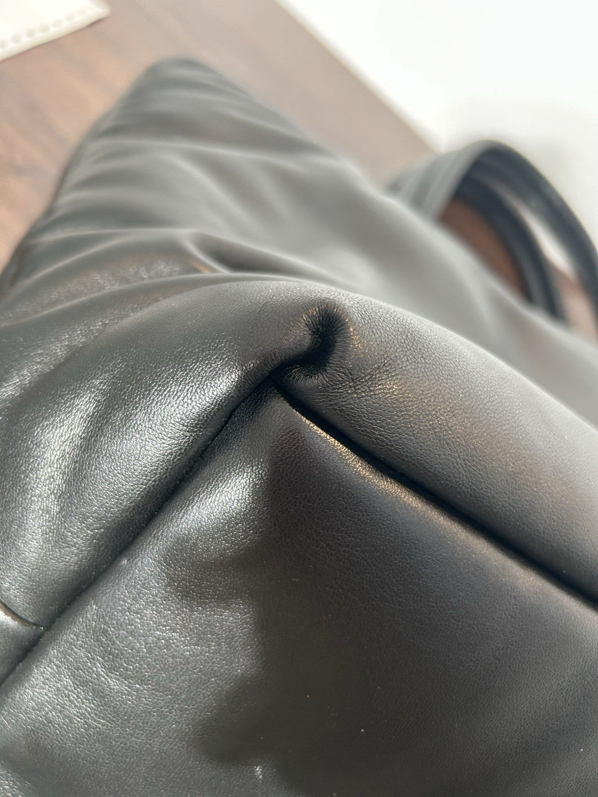 Saint Laurent YSL logo-debossed leather Puffer Tote Bag