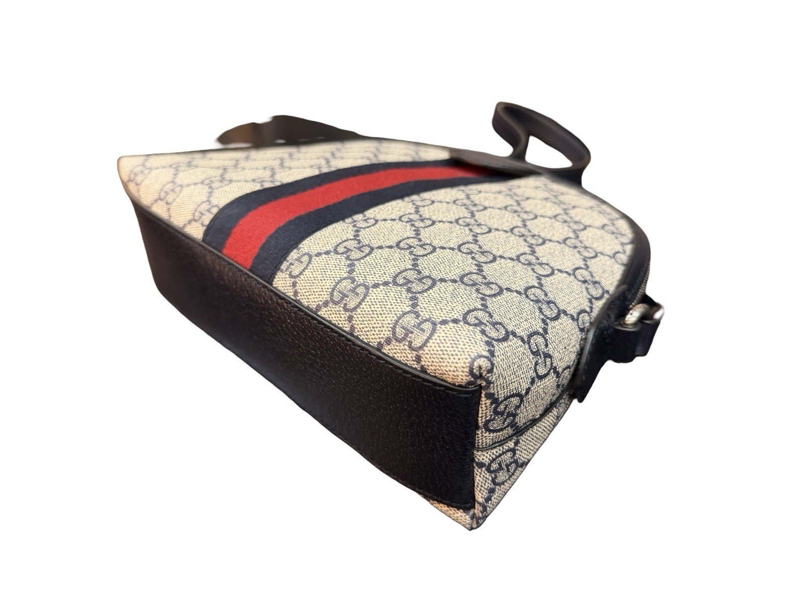 Gucci Ophidia Dome Shoulder Bag GG Coated Canvas Small Beige Blue