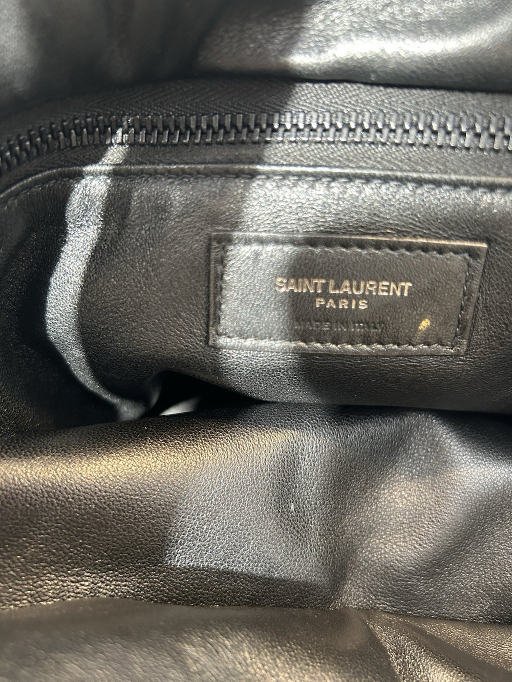 Saint Laurent YSL logo-debossed leather Puffer Tote Bag