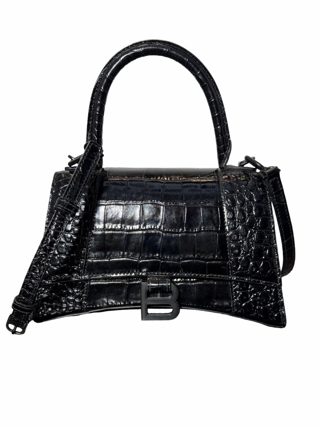 Balenciaga Hourglass XS Top Handle Crocodile Embossed Leather