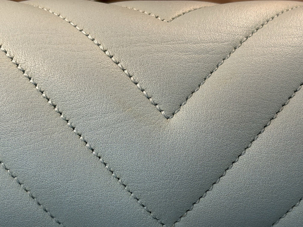 Chanel Boy Flap Bag Chevron Calfskin Old Medium Pastel Aqua