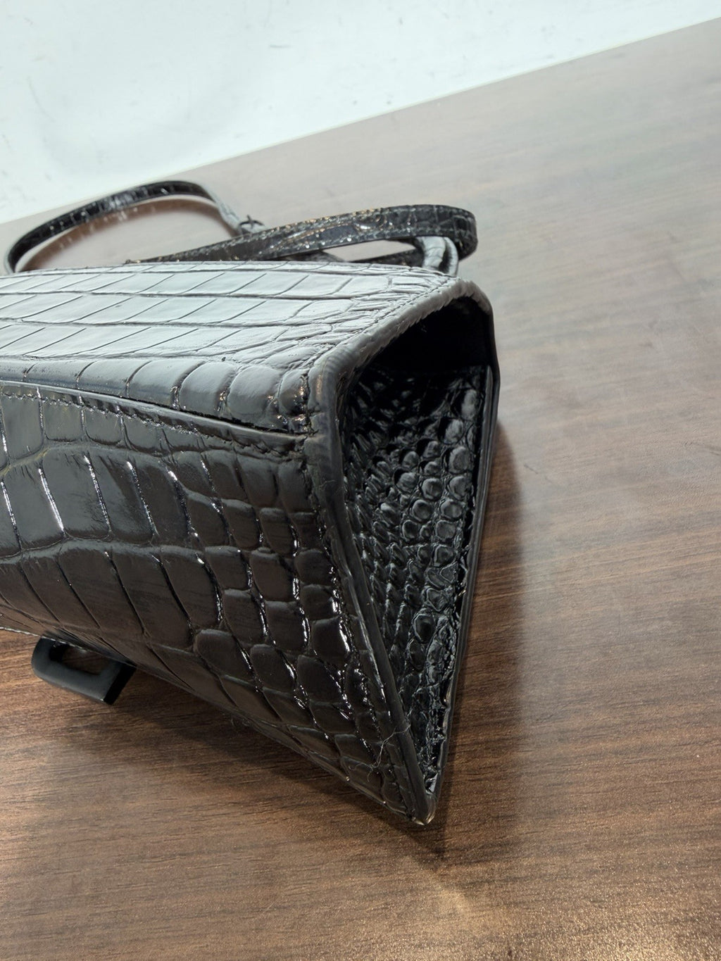 Balenciaga Hourglass XS Top Handle Crocodile Embossed Leather