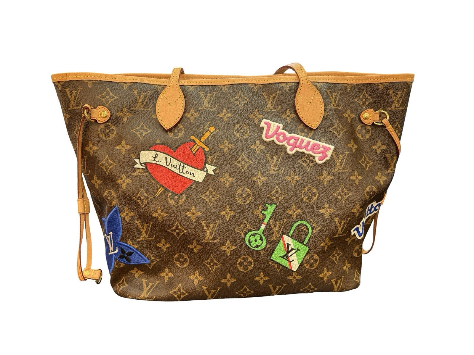 Louis Vuitton Neverfull NM Tote Limited Edition Patches Monogram Canvas MM