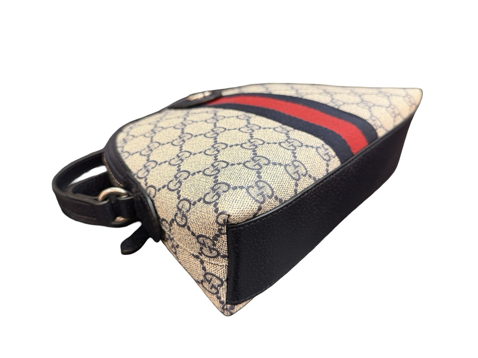 Gucci Ophidia Dome Shoulder Bag GG Coated Canvas Small Beige Blue