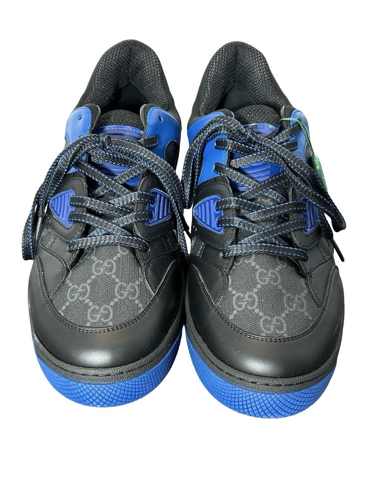 GUCCI Black & Blue Leather/Canvas GG Basket Low Top Men's Sneakers Italy US 10