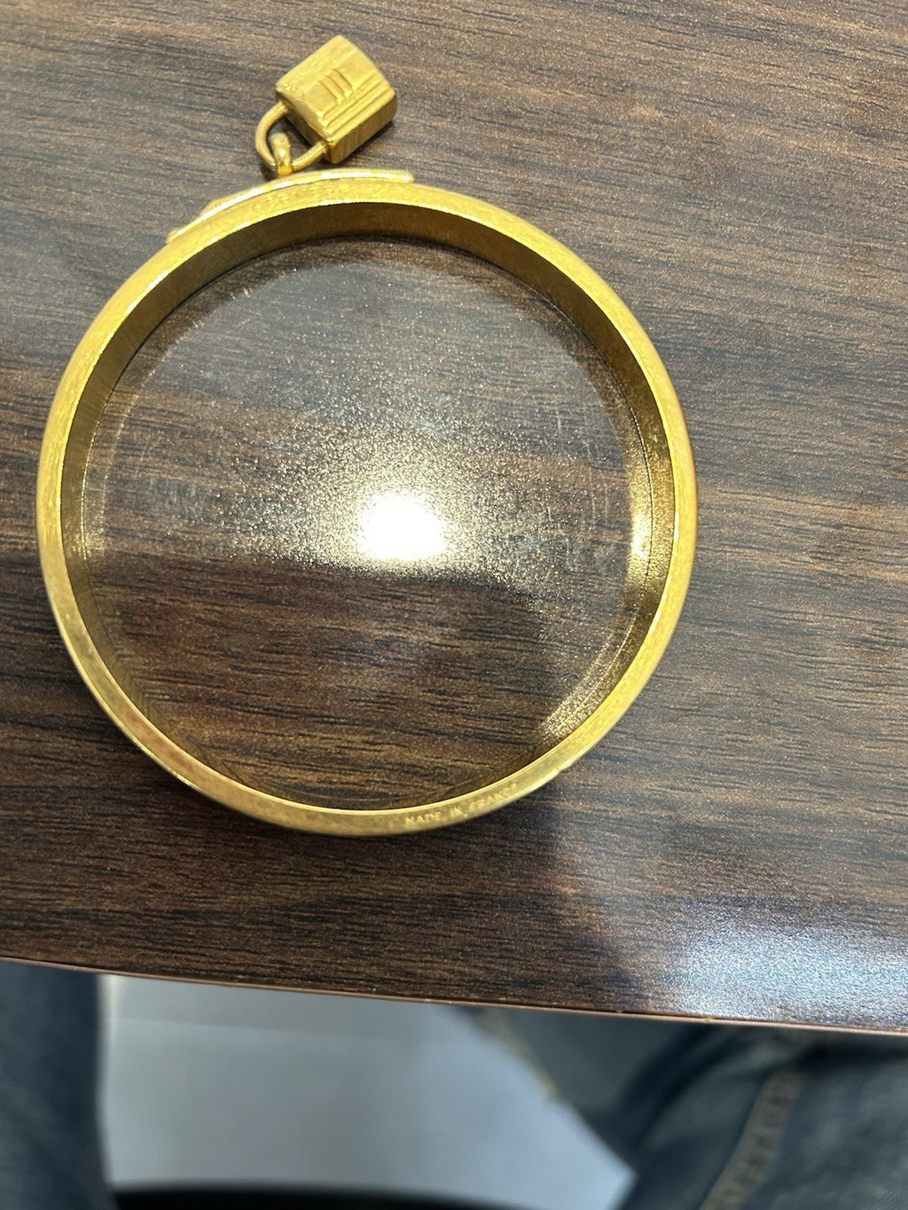 Hermes Vintage Crocodile Leather Mini Kelly Cadena Charm Bangle Bracelet