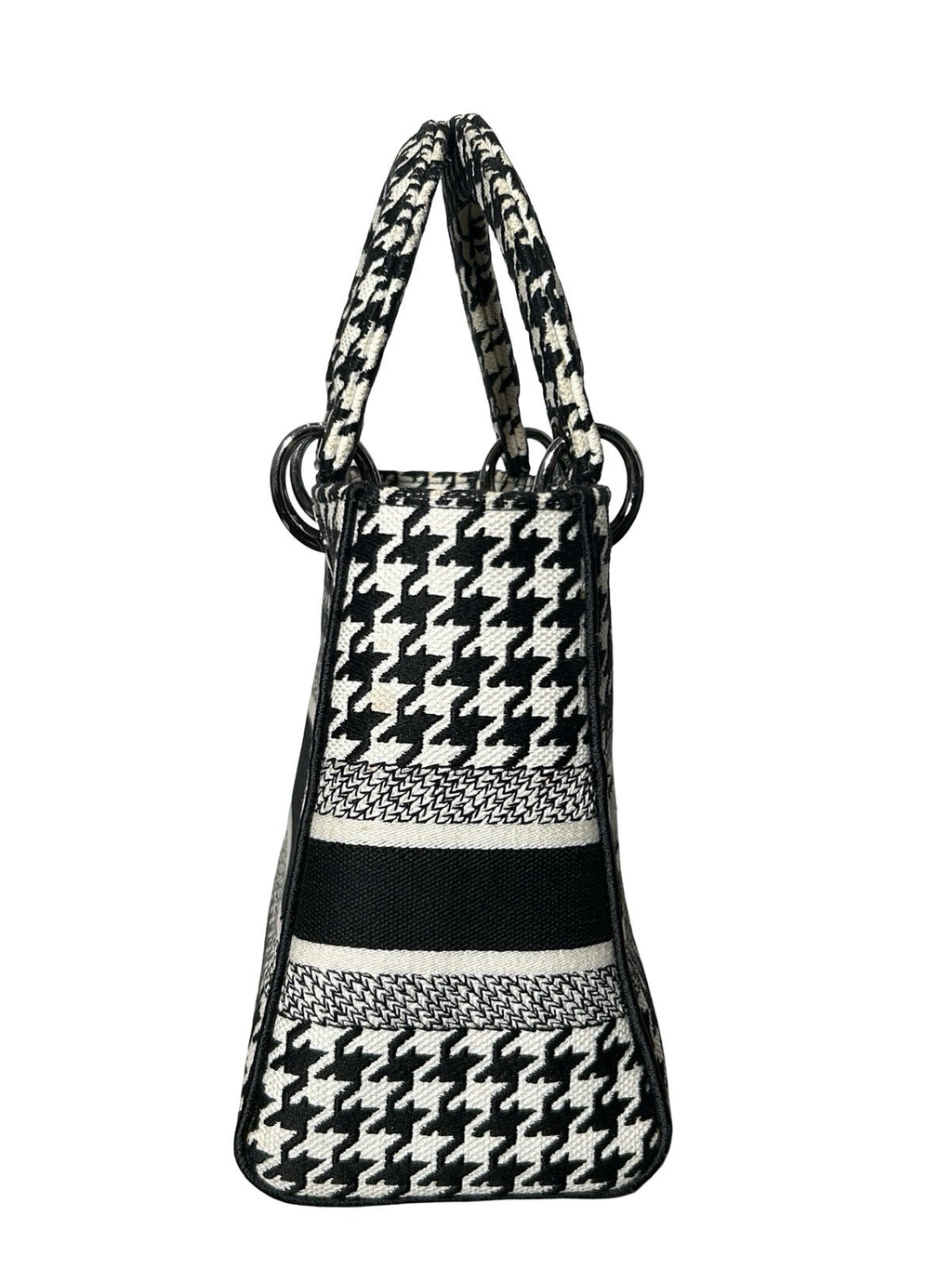 Christian Dior Lady D-Lite Bag Houndstooth Canvas Medium
