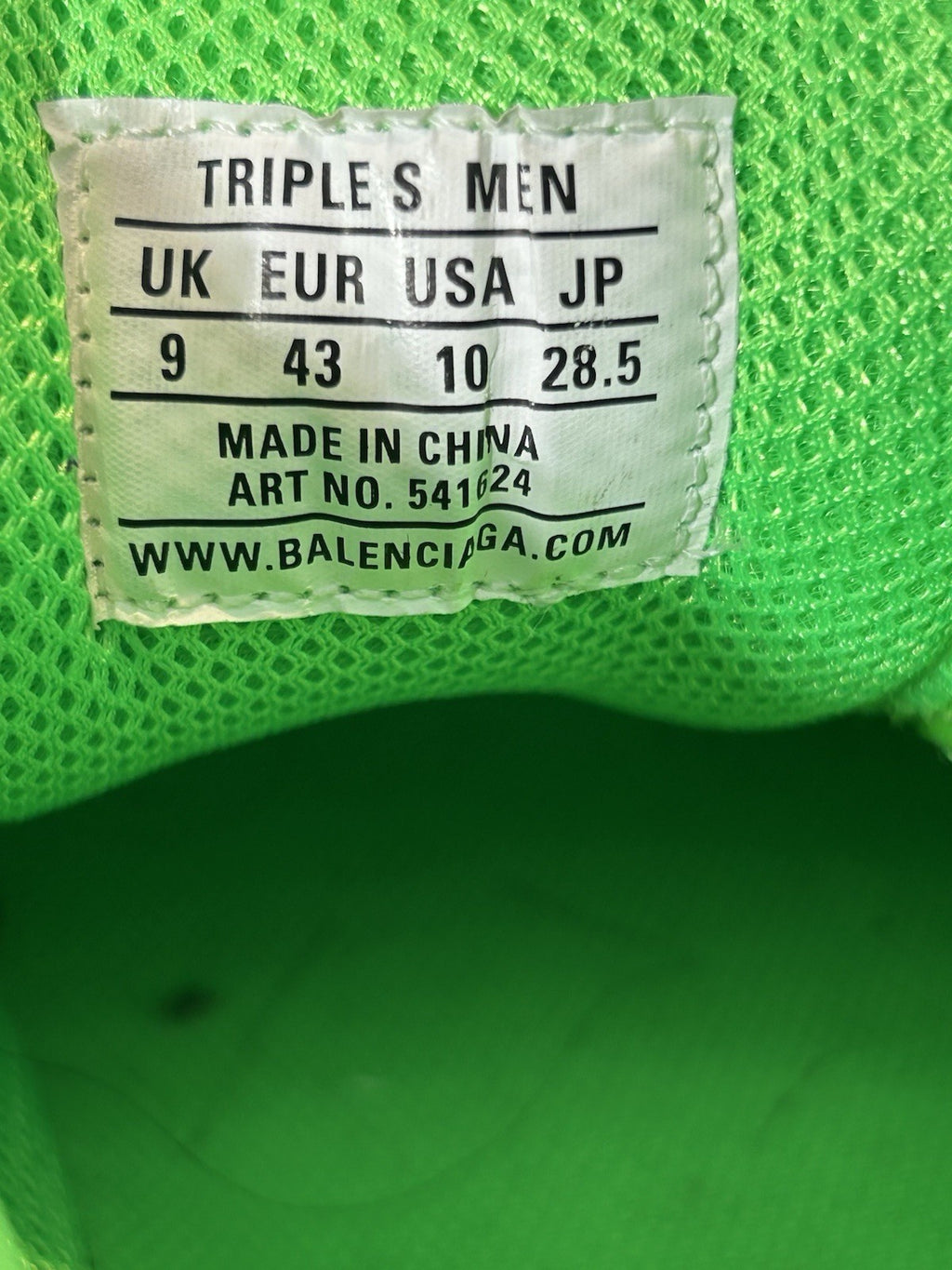 Balenciaga Triple S Clear Sole sneakers in Neon Green Size 10US