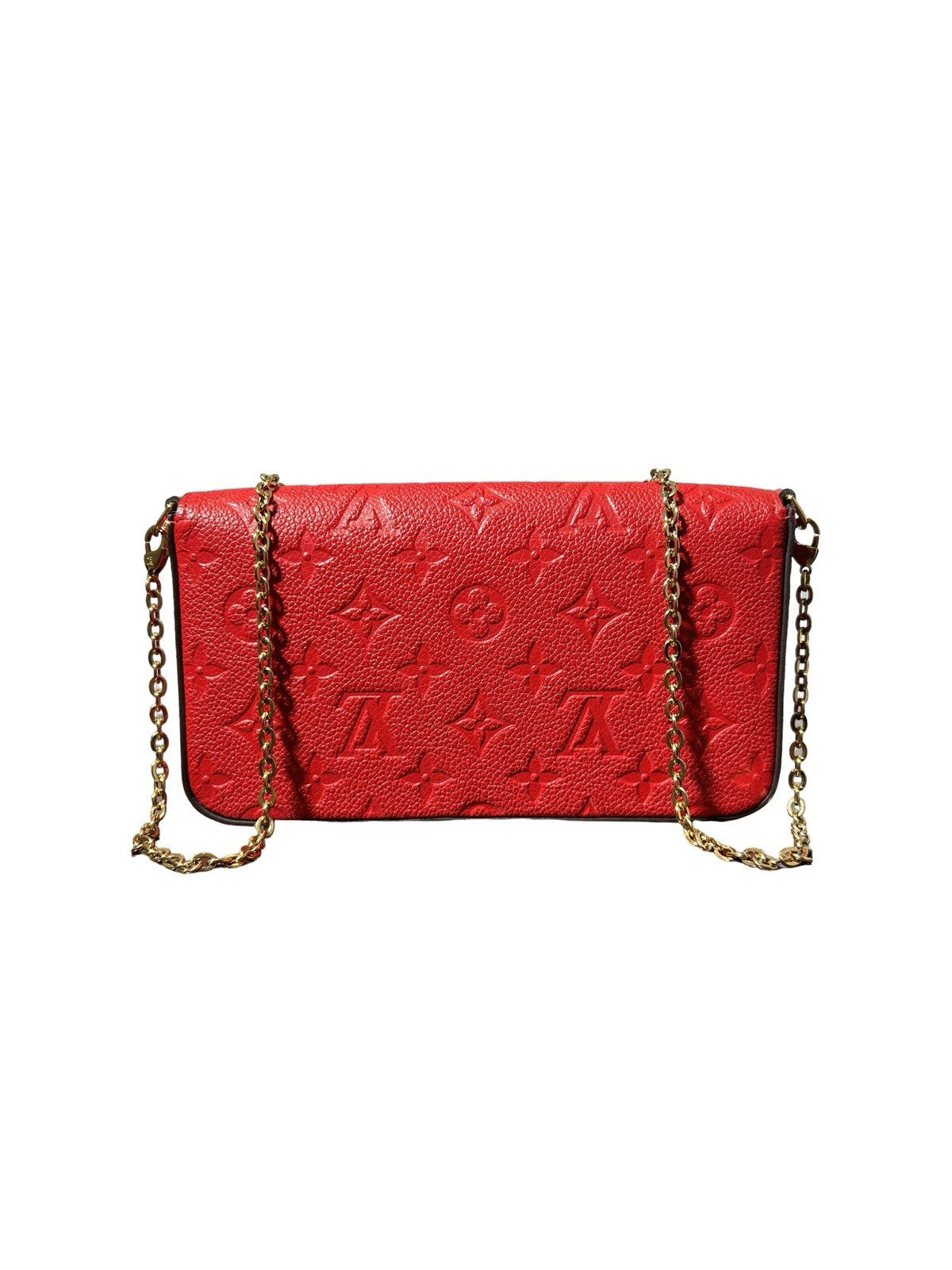 LOUIS VUITTON Empreinte Pochette Felicie Chain Wallet Scarlet