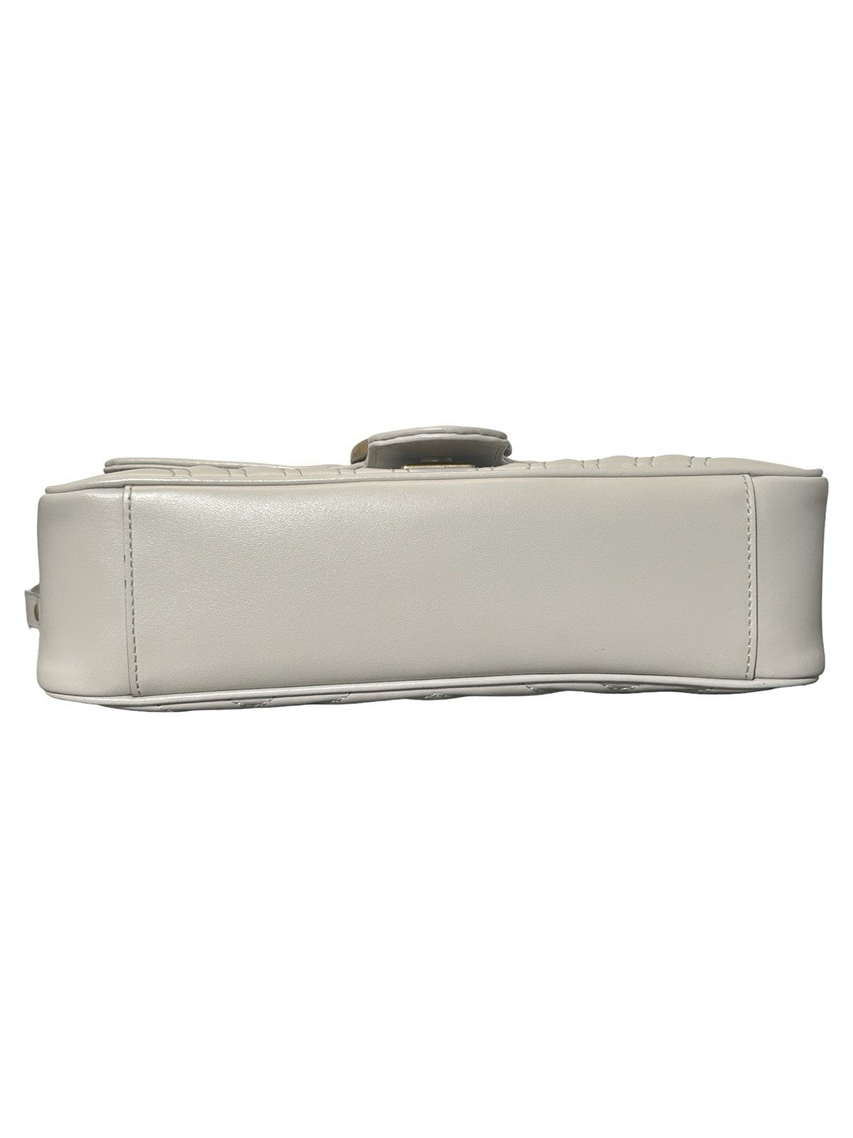Gucci GG Marmont Flap Metelesse Leather Small Shoulder Bag Beige