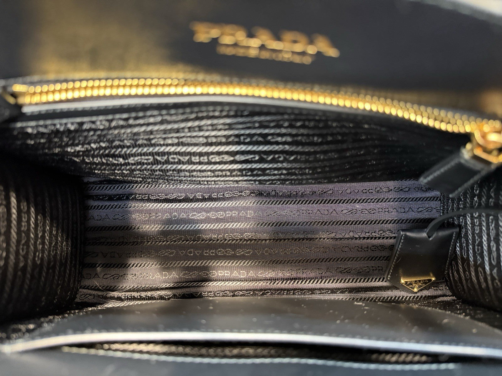 Prada Symbole Shopper Tote Embossed Leather Small Bag