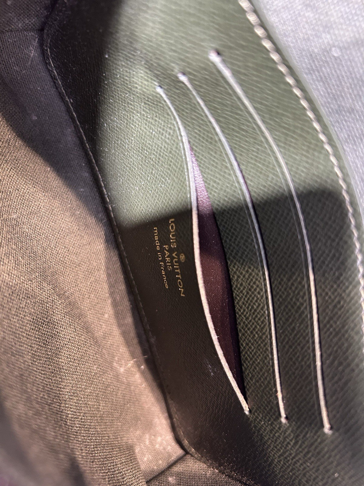 Louis Vuitton Felicie Green Interior Shoulder Bag Brown Canvas