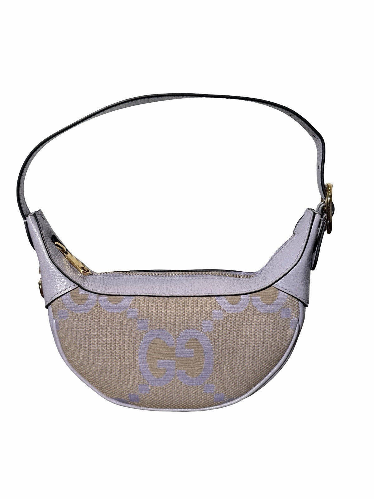 Gucci Monogram Jumbo GG Calfskin Mini Ophidia Half Moon Hobo