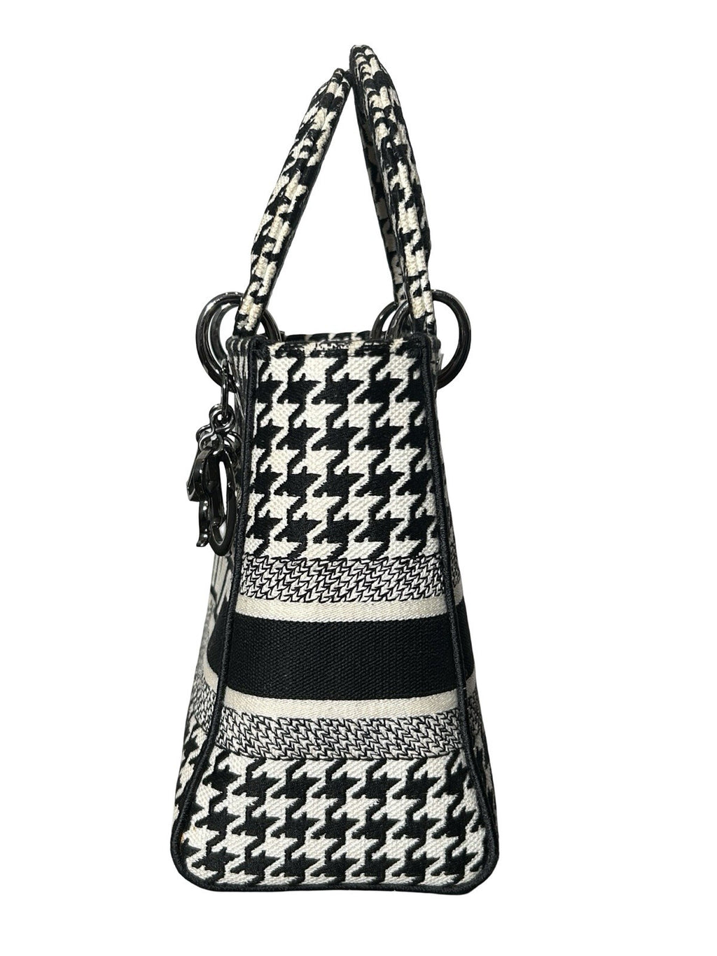 Christian Dior Lady D-Lite Bag Houndstooth Canvas Medium
