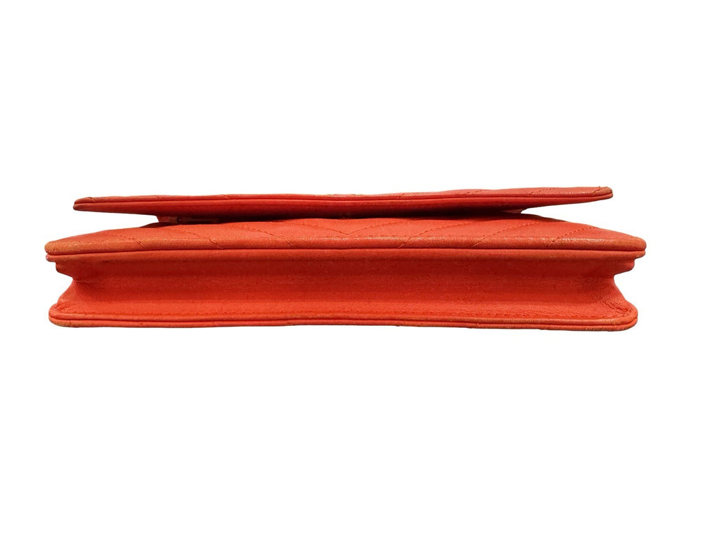 Chanel Red Classic Chevron Wallet On Chain