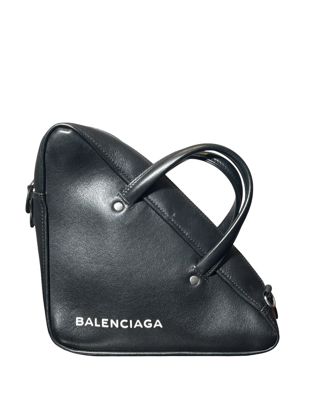 Balenciaga Leather Triangle M Clutch Black